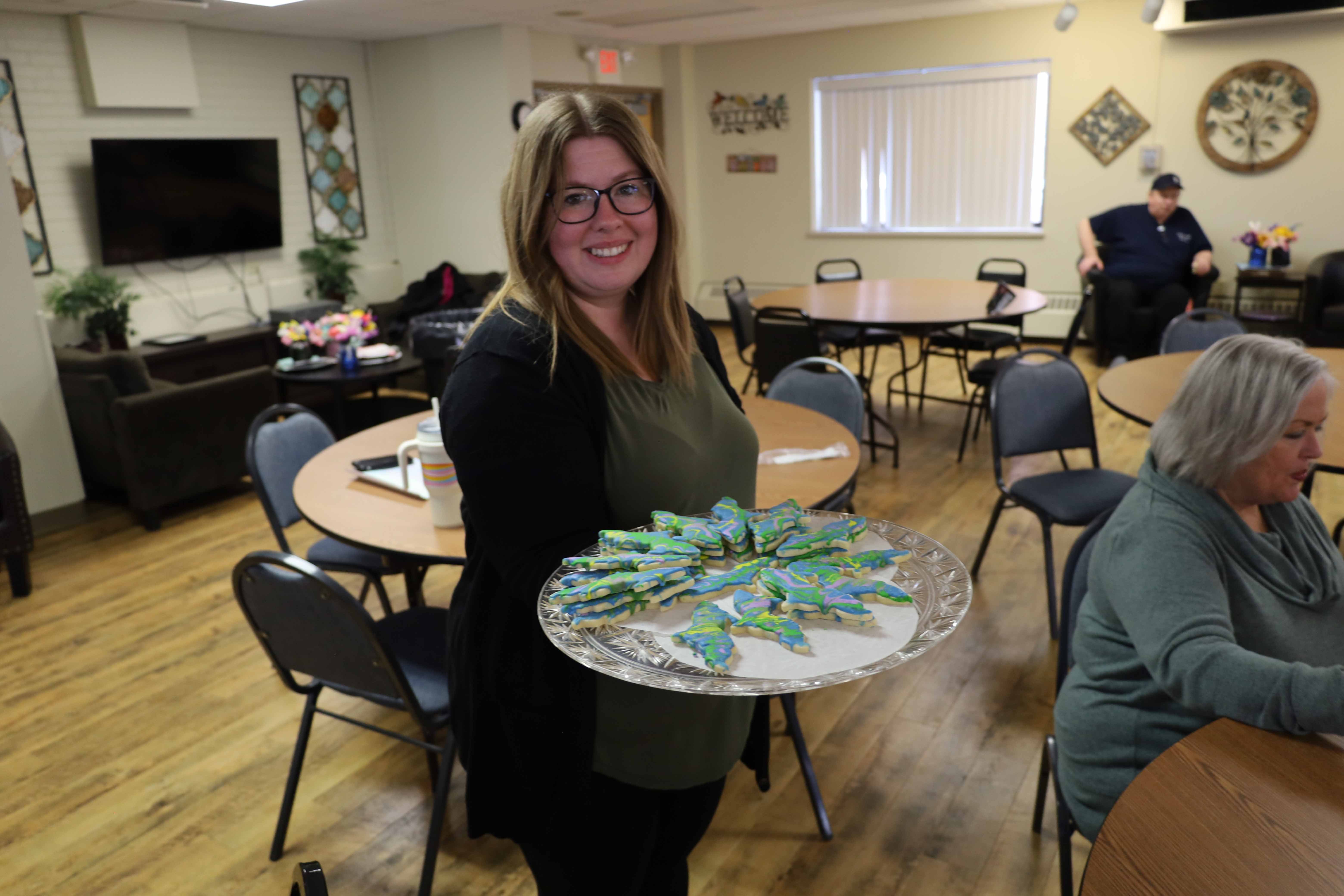 Jessica Displaying Upper Peninsula Cookies